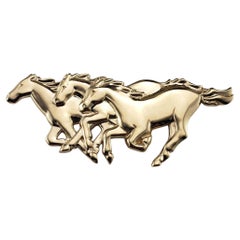 James Avery 14K Yellow Gold Running Horses Pin/Brooch #22978