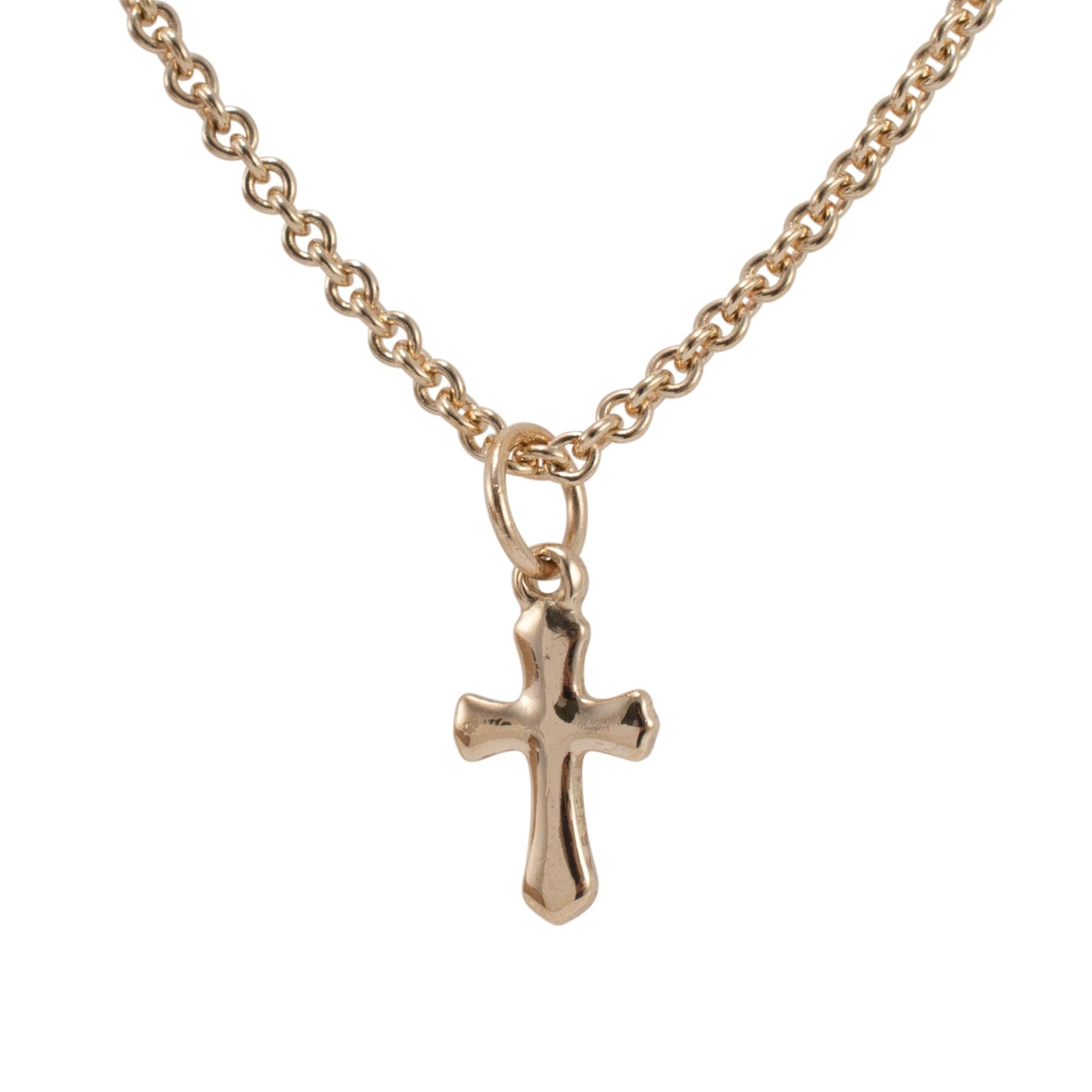 James Avery, collier pendentif croix Saint-Thérèse en or jaune 14 carats Excellent état - En vente à Houston, TX