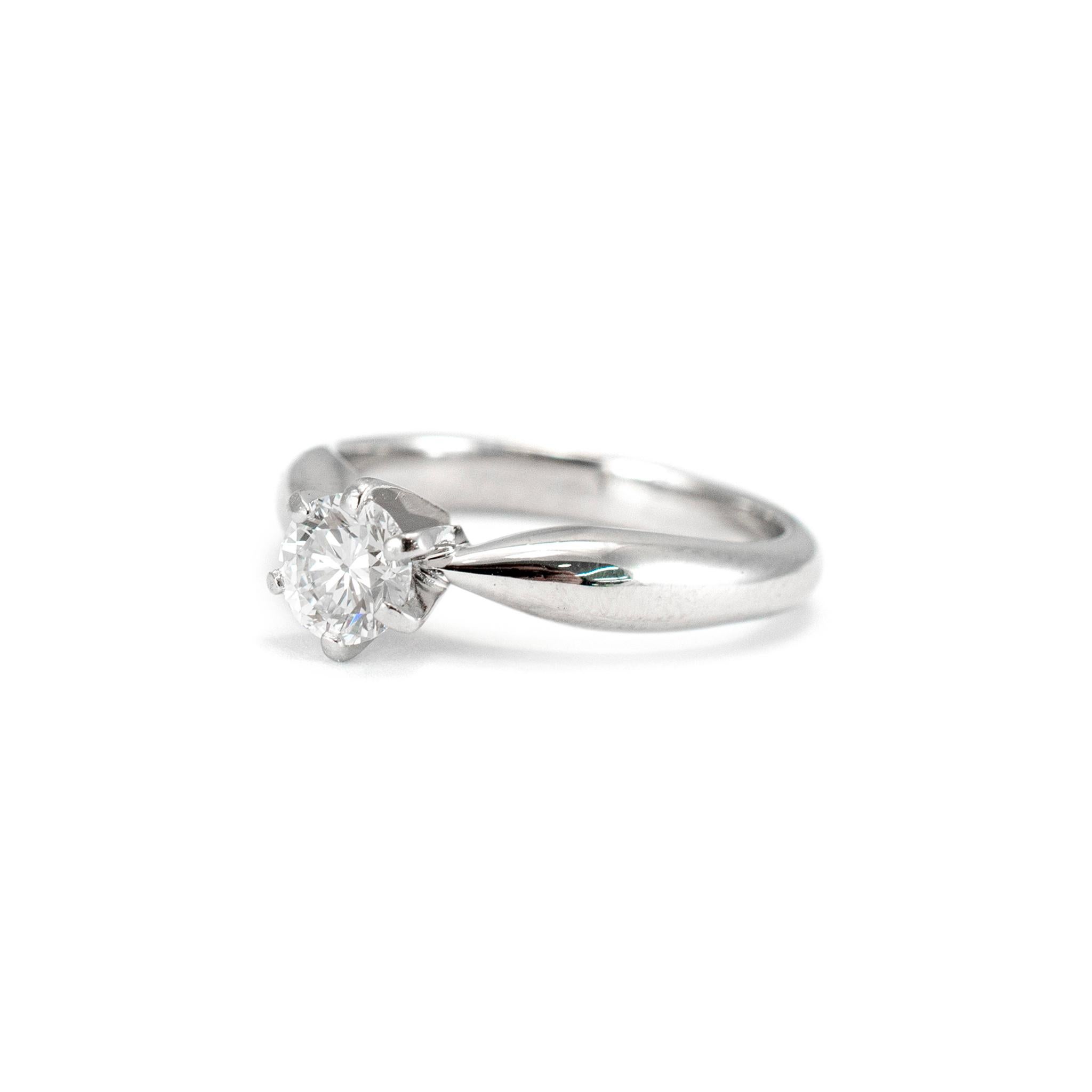 Round Cut James Avery 18K White Gold Platinum GIA 0.50ct Diamond Solitaire Engagement Ring For Sale