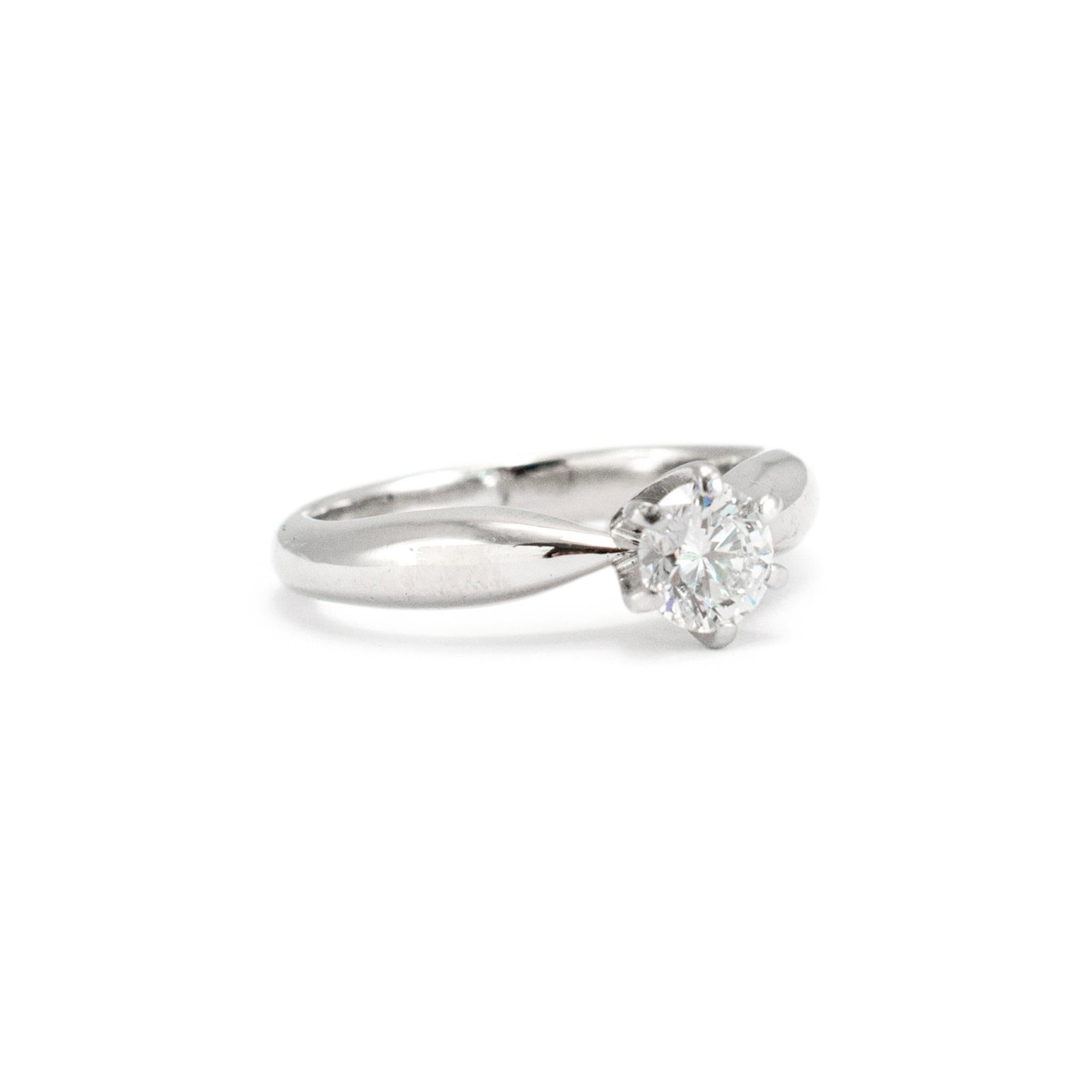 James Avery 18K White Gold Platinum GIA 0.50ct Diamond Solitaire Engagement Ring In Excellent Condition For Sale In Houston, TX
