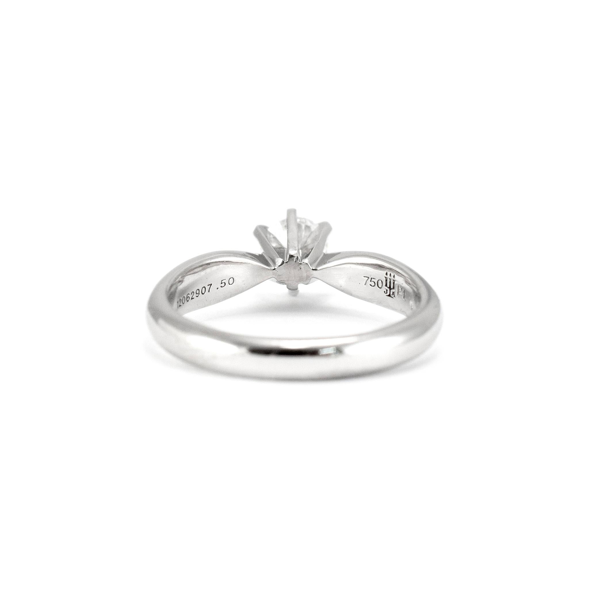Women's James Avery 18K White Gold Platinum GIA 0.50ct Diamond Solitaire Engagement Ring For Sale