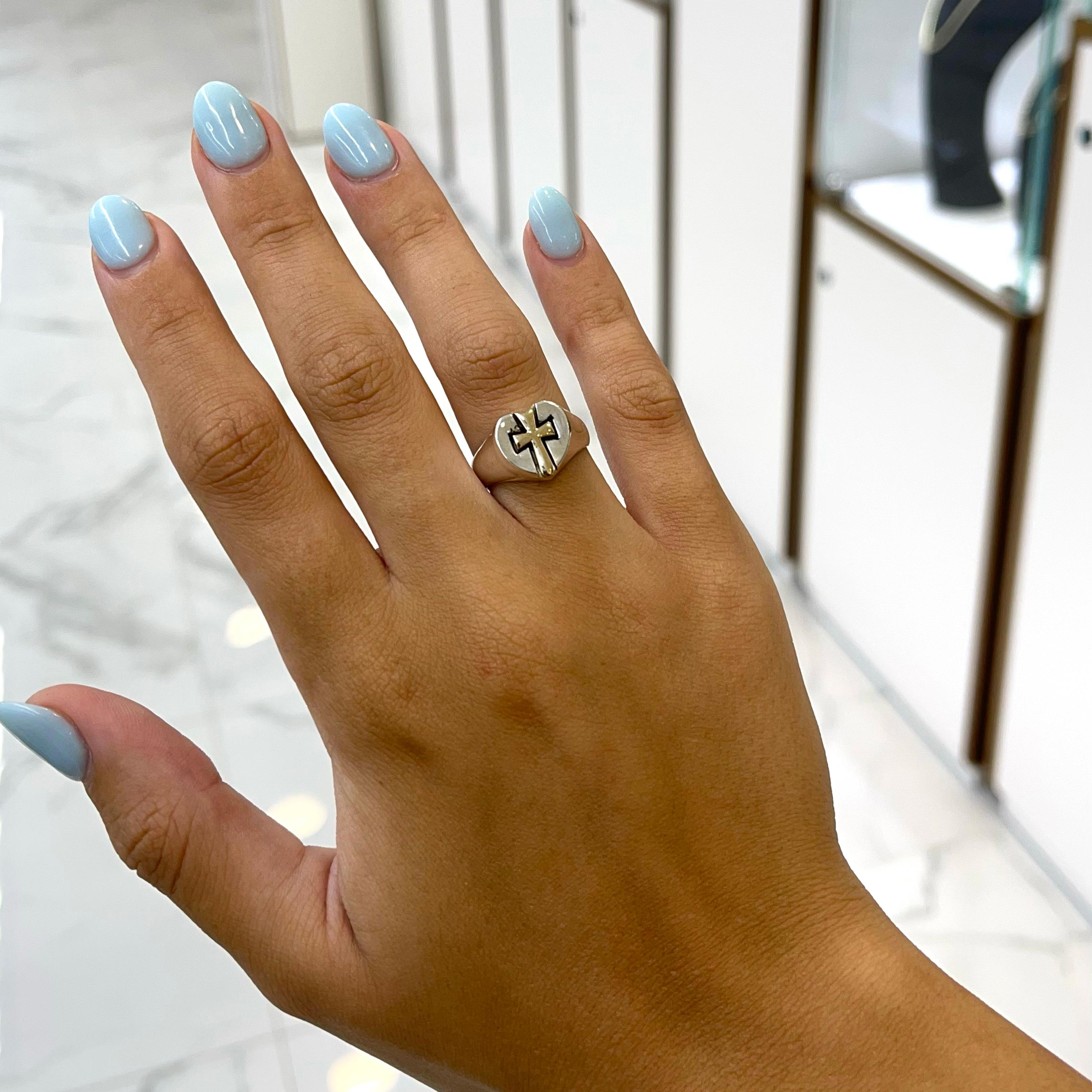 Women's James Avery 925 Sterling Silver 14K Yellow Gold Retired Cross Cocktail Ring