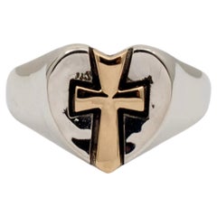 James Avery 925 Sterling Silver 14K Yellow Gold Retired Cross Cocktail Ring