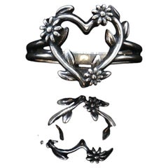 James Avery 925 Sterling Silver Floral Heart Ring Size 8
