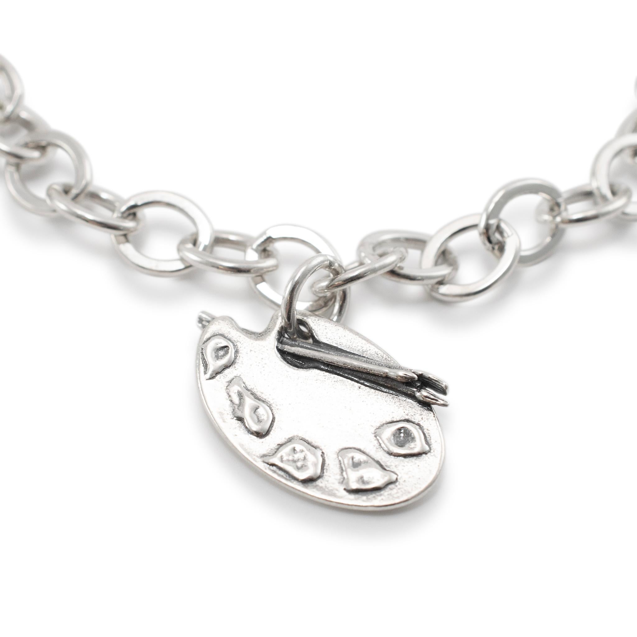 James Avery 925 Sterling Silver Forged Link Charm Bracelet In Excellent Condition For Sale In Houston, TX