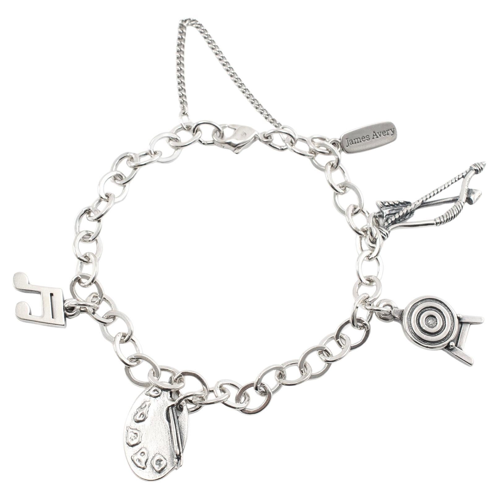 James Avery 925 Sterling Silver Forged Link Charm Bracelet