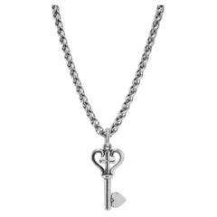 James Avery 925 Sterling Silver Key of Faith Heart Cross Charm Pendant Necklace
