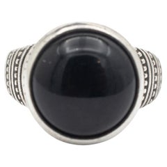 James Avery 925 Sterling Silver Retired Black Onyx African Beaded Cocktail Ring