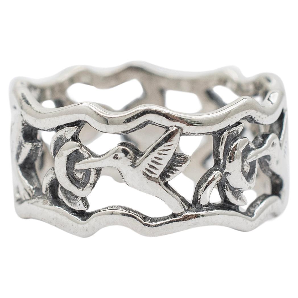 James Avery 925 Sterling Silver Retired Humming Bird Eternity Cocktail Ring For Sale