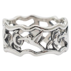 Used James Avery 925 Sterling Silver Retired Humming Bird Eternity Cocktail Ring
