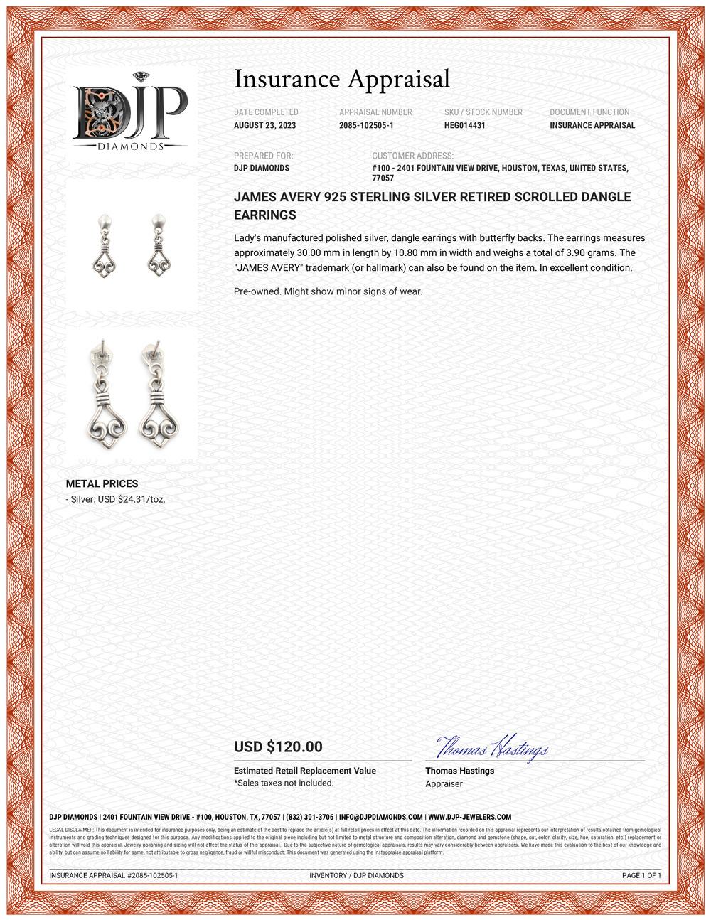james avery teardrop earrings