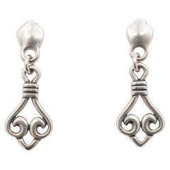 James Avery 925 Sterling Silver Retired Scrolled Dangle Earrings