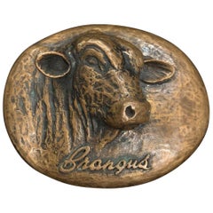 Vintage James Avery Bronze Sculptural Brangus Cattle Belt Buckle Estate Find