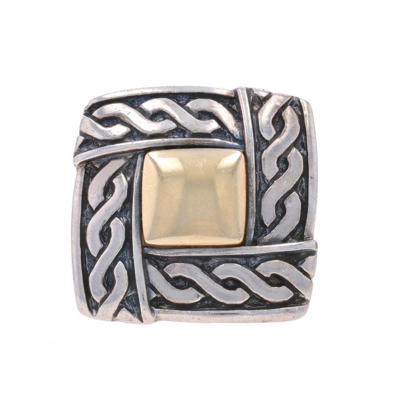 Brand: James Avery
Design:  Celtic

Metal Content: Sterling Silver & 14k Yellow Gold

Style: Large Stud
Fastening Type: Omega Closure

Measurements

Tall: 3/4