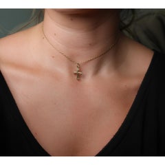 James Avery Cross Charm Pendant Choker Necklace 14K Yellow Gold