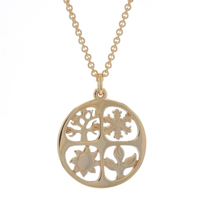 Brand: James Avery
Design: Four Seasons

Metal Content: 14k Yellow Gold

Style: Pendant Necklace
Chain Style: Cable
Necklace Style: Chain
Fastening Type: Locking Hook Clasp
Theme: Nature
Features: Open Cut Detailing

Measurements

Item 1: Large