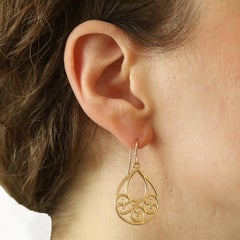 James Avery Gentle Wave Dangle Earrings Yellow Gold 14k Teardrop Retired