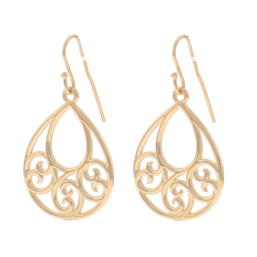 James Avery Boucles d'oreilles pendantes en or jaune 14k en forme de goutte d'eau à la retraite Excellent état - En vente à Greensboro, NC