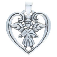 James Avery Guardian Angel Heart Pendant Sterling Silver 925 Faith Love Retired