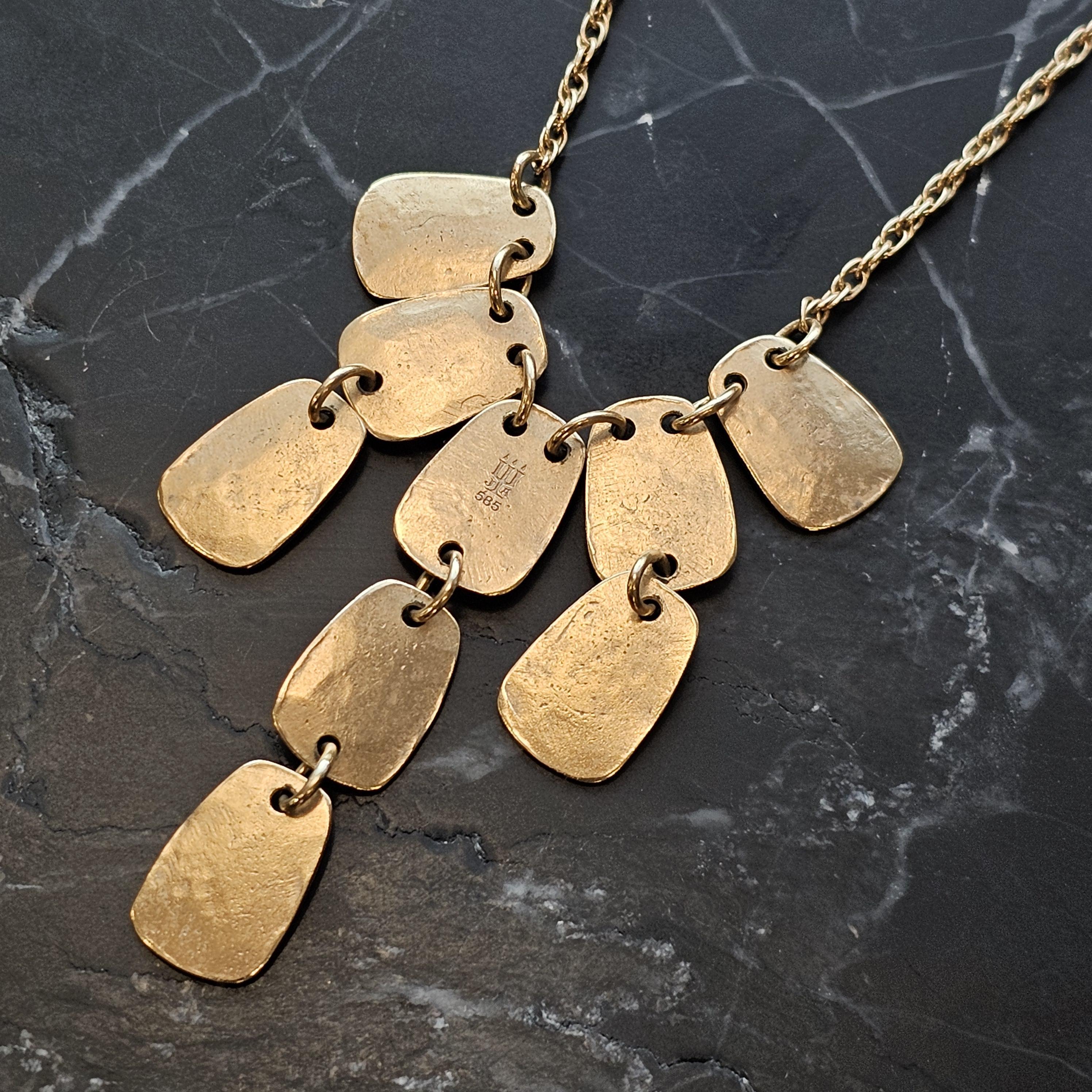 James Avery Hammered Bib Necklace Pendant 14k Yellow Gold 16.75