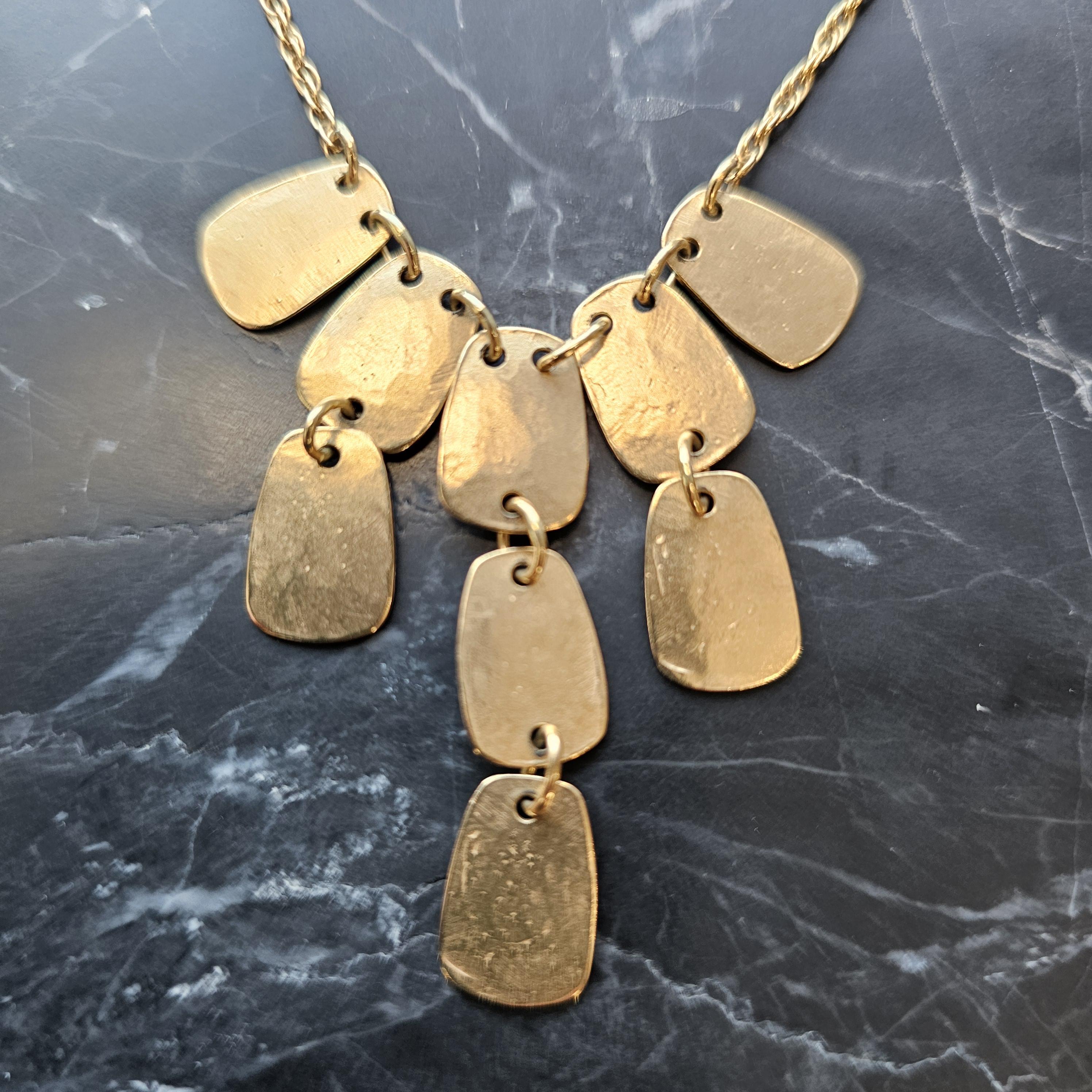 James Avery Hammered Bib Necklace Pendant 14k Yellow Gold 16.75