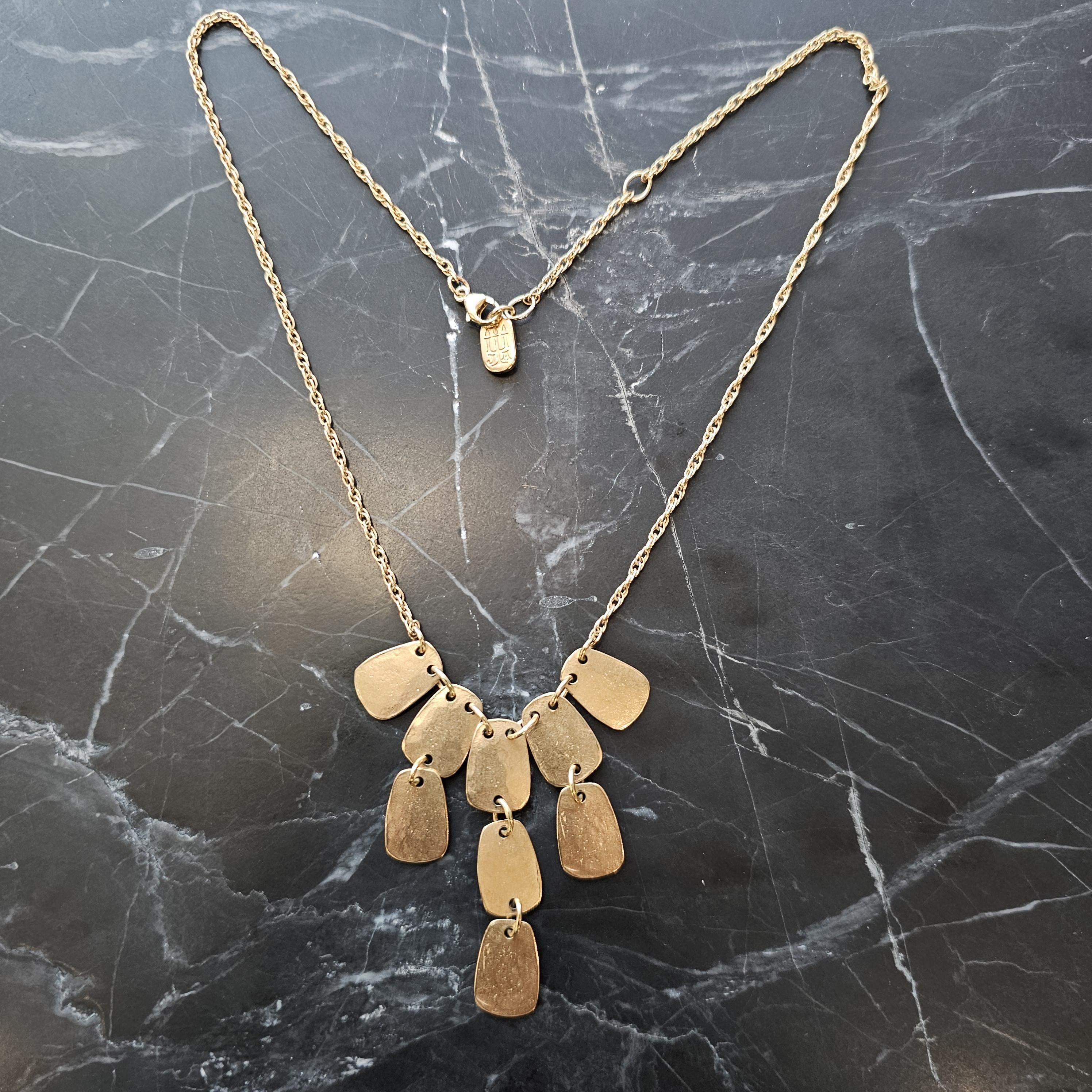 James Avery Hammered Bib Necklace Pendant 14k Yellow Gold 16.75