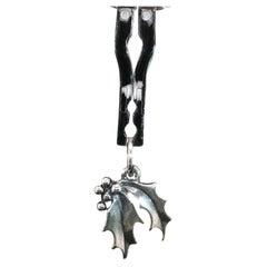 James Avery Holly Charm 925 Sterling Silver Retired Christmas Pendant Berry Leaf