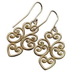 James Avery Jubilant Heart Earrings Large Dangle Drop 14k Yellow Gold Retiring