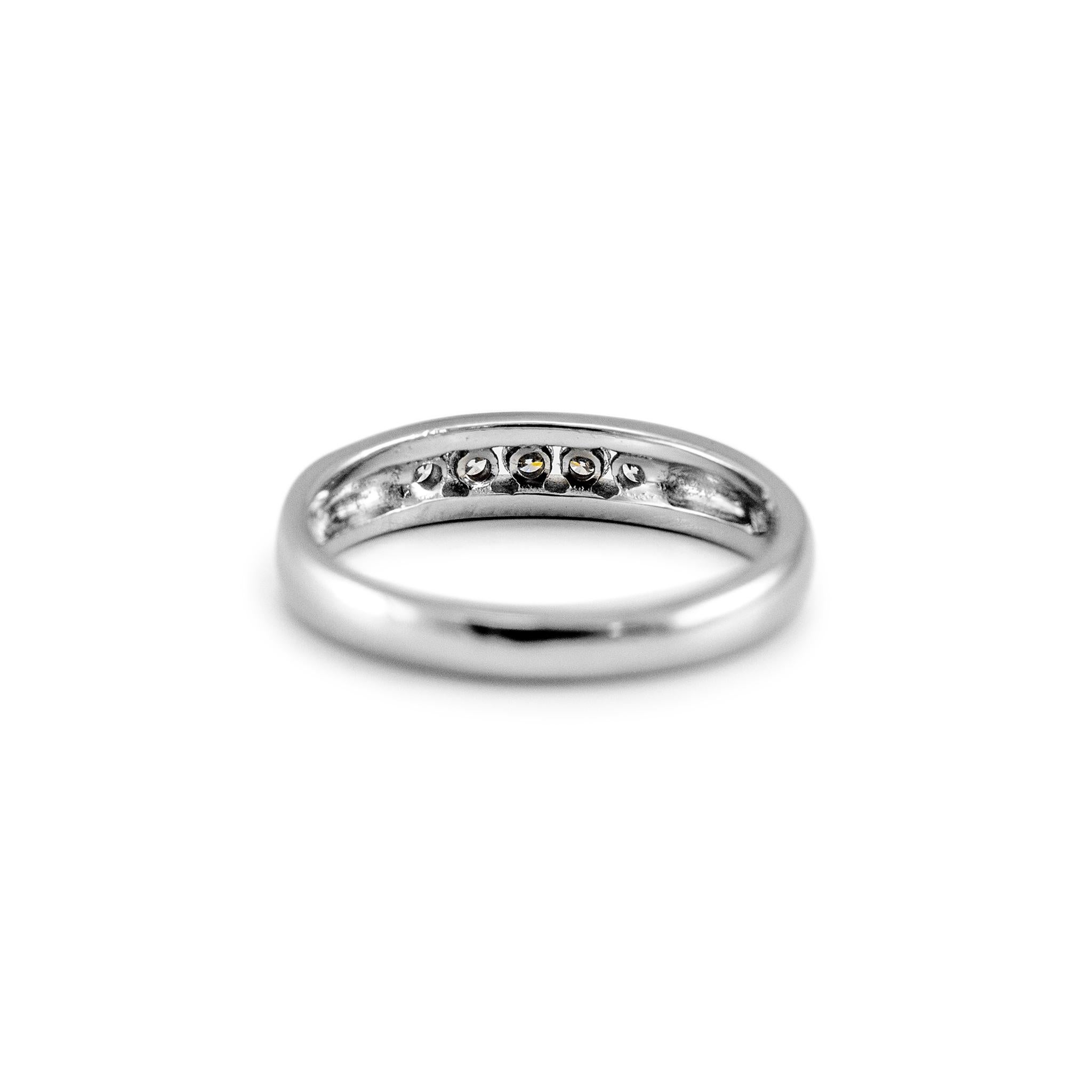 Women's James Avery Ladies 18K White Gold 5 Diamond Channel Wedding Band Debra Ring For Sale