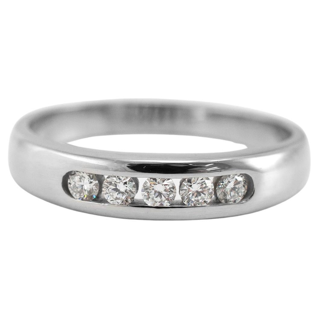 James Avery Ladies 18K White Gold 5 Diamond Channel Wedding Band Debra Ring