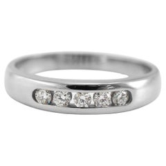 James Avery Ladies 18K White Gold 5 Diamond Channel Wedding Band Debra Ring