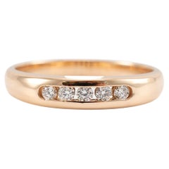 James Avery Ladies 18K Yellow Gold 5 Diamond Channel Wedding Band Debra Ring