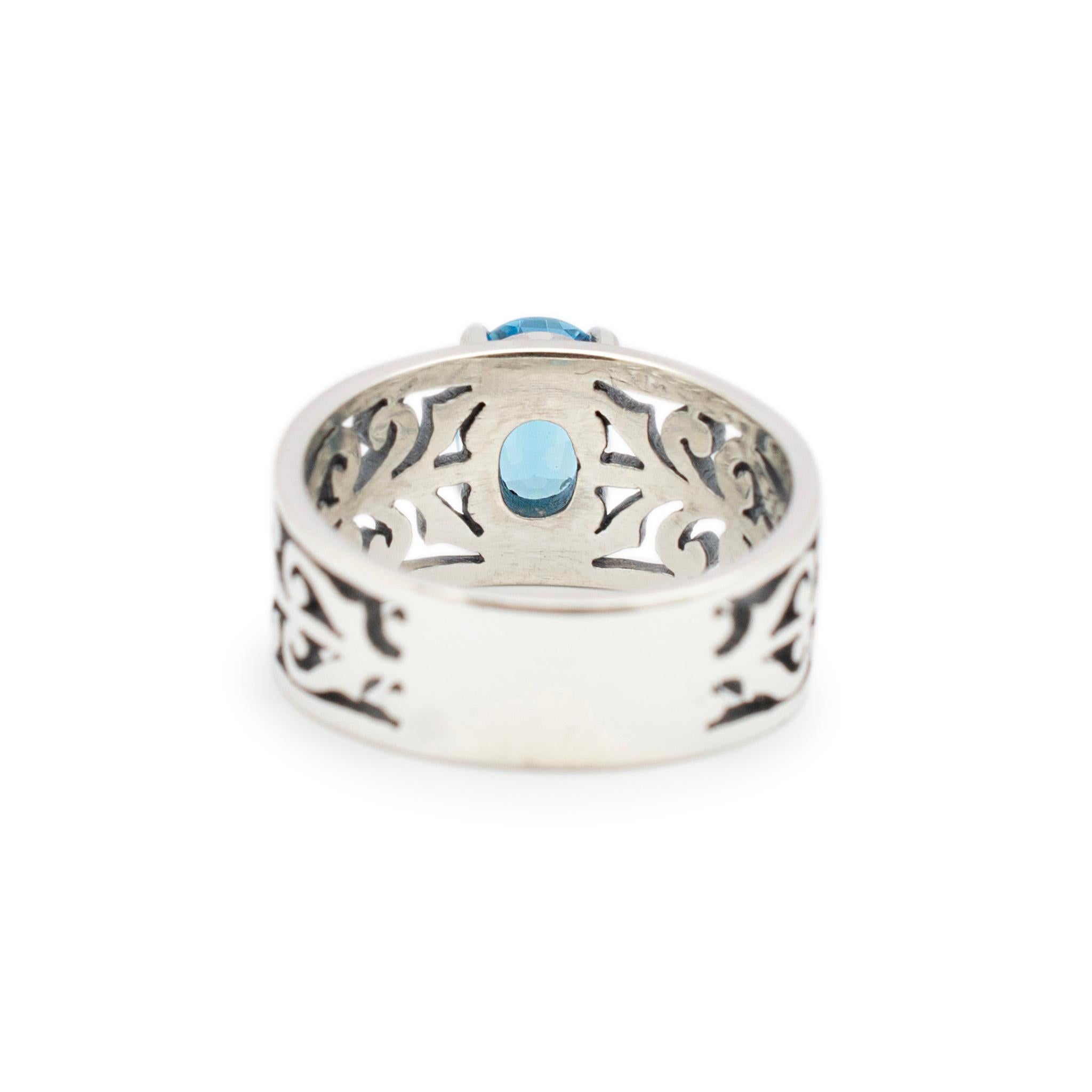 Women's James Avery Ladies 925 Sterling Silver Adoree Blue Topaz Gemstone Cocktail Ring