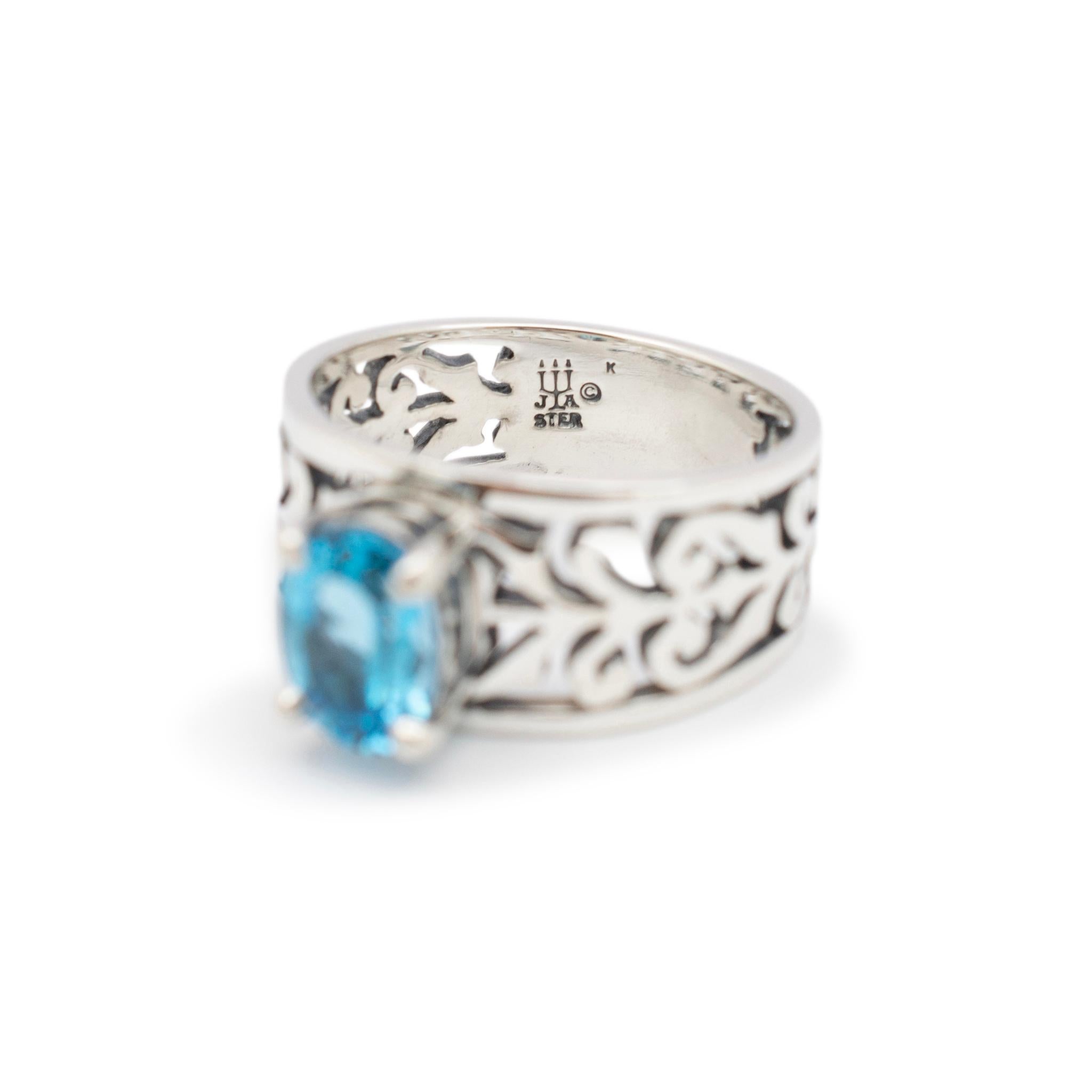 James Avery Ladies 925 Sterling Silver Adoree Blue Topaz Gemstone Cocktail Ring 1