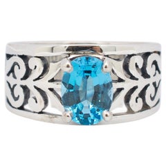 James Avery Ladies 925 Sterling Silver Adoree Blue Topaz Gemstone Cocktail Ring