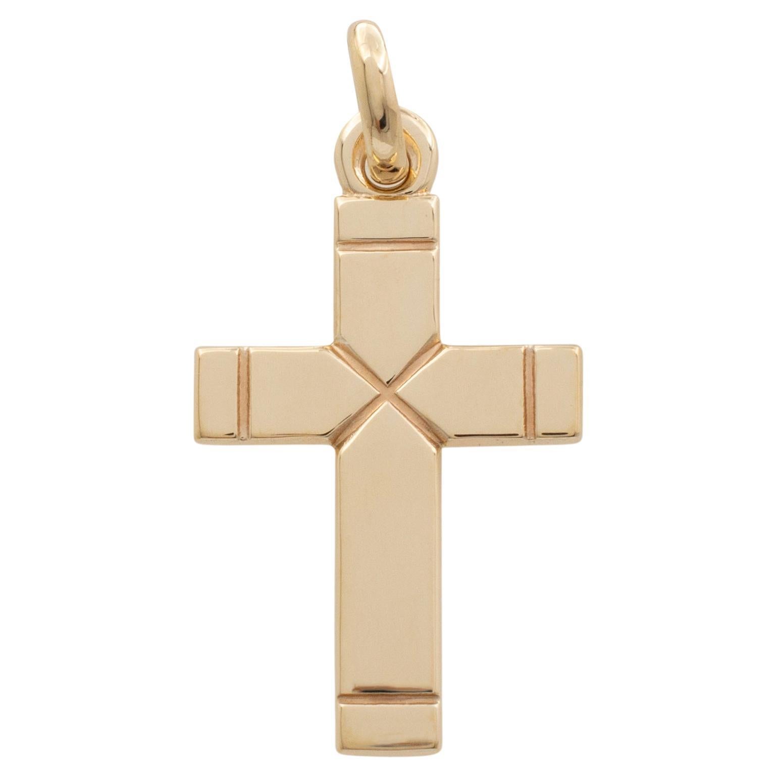 James Avery grand pendentif croix latine en or jaune 14 carats en vente