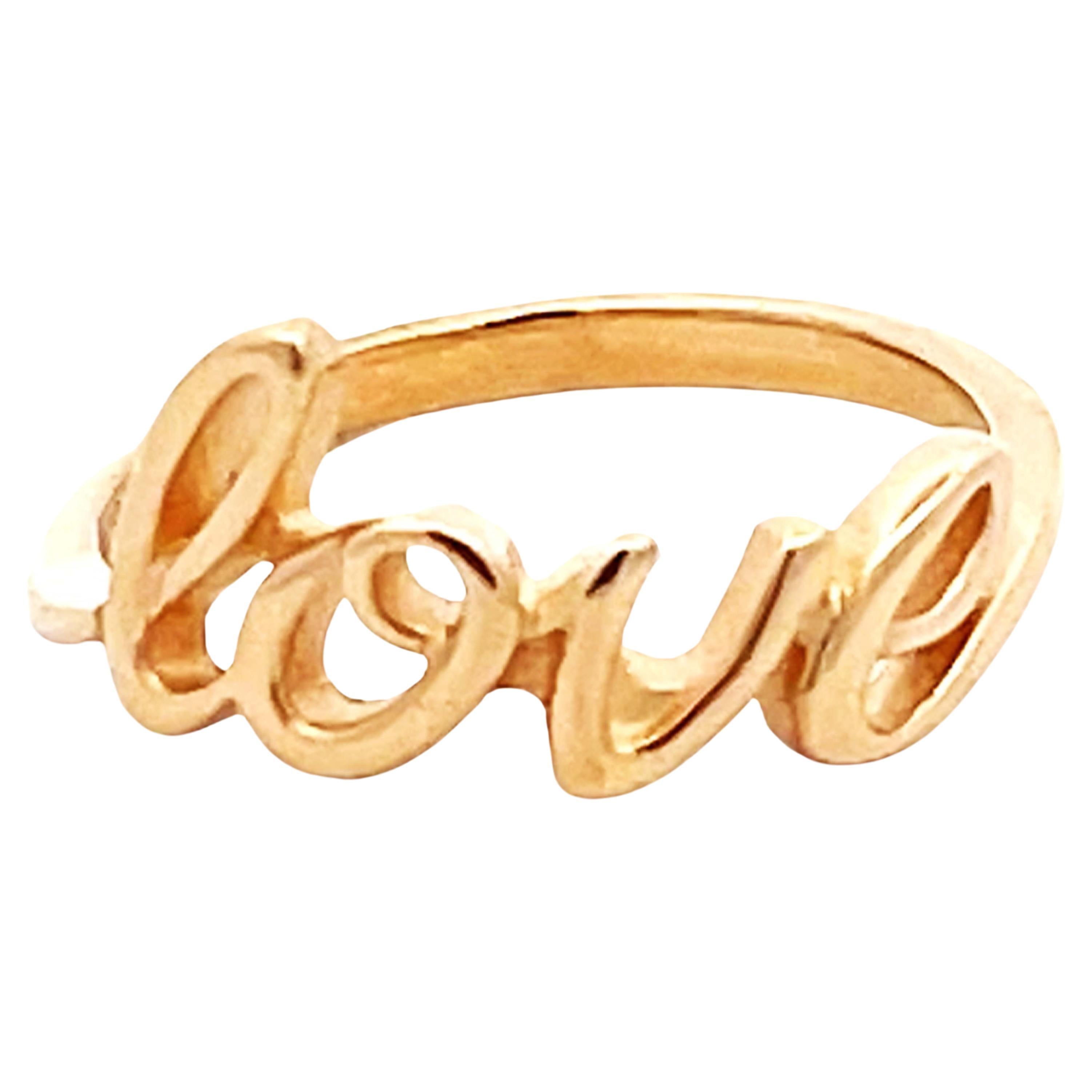 James Avery Love Script Ring 14K Yellow Gold For Sale