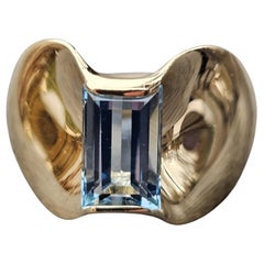 James Avery Monaco Emerald Cut Aquamarine Ring 14k Gold 10g sz 9 retired rare