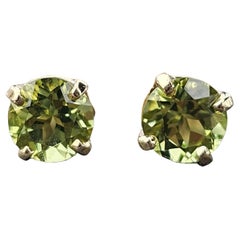James Avery Peridot Green Stud Earrings 14k Yellow Gold Birthstone August 5mm