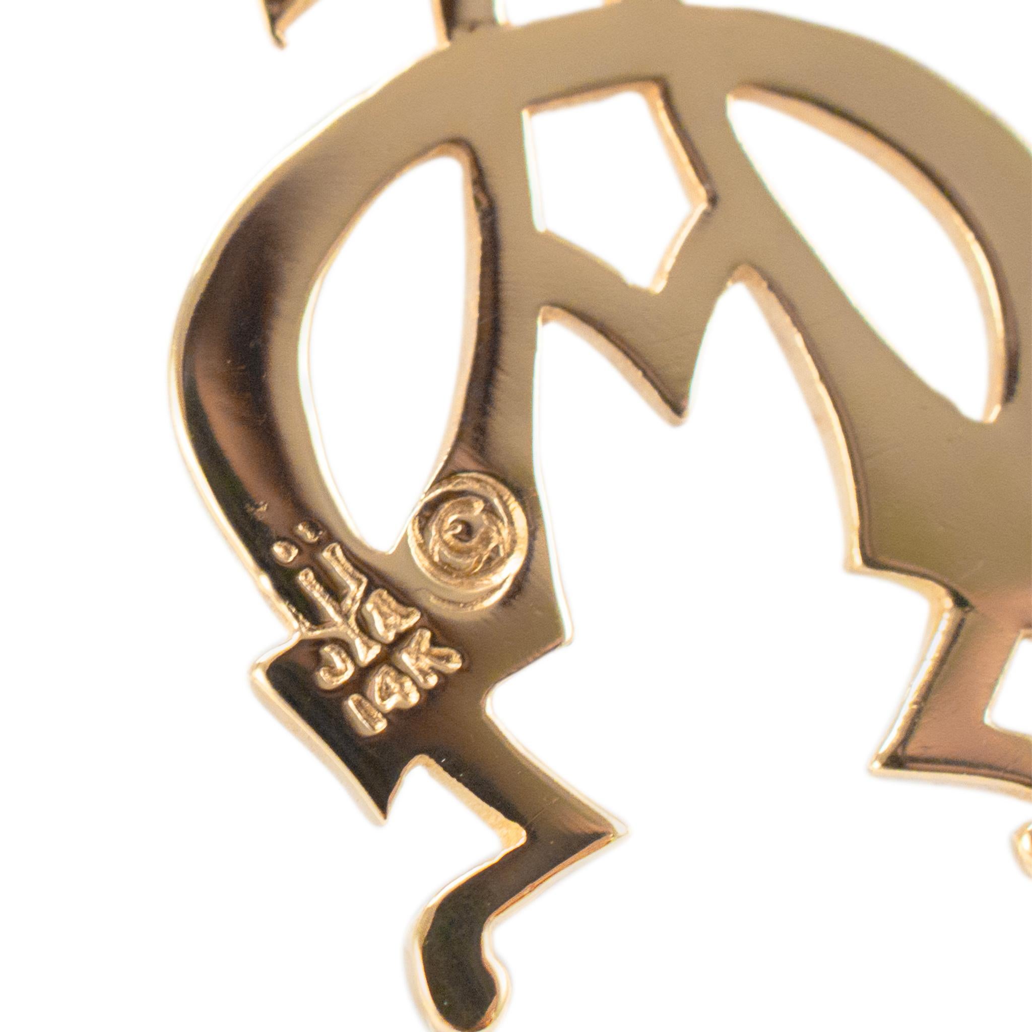 James Avery Retired 14K Yellow Gold Alpha and Omega Charm Pendant In Excellent Condition In Houston, TX