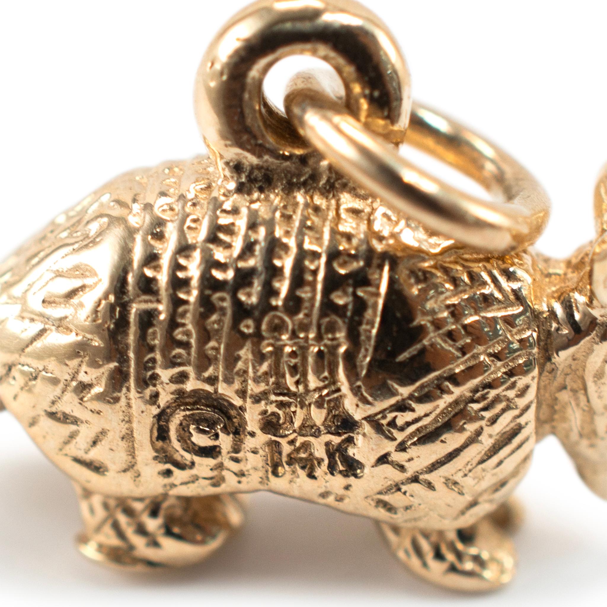 Women's or Men's James Avery Retired 14K Yellow Gold Armadillo Charm Pendant For Sale