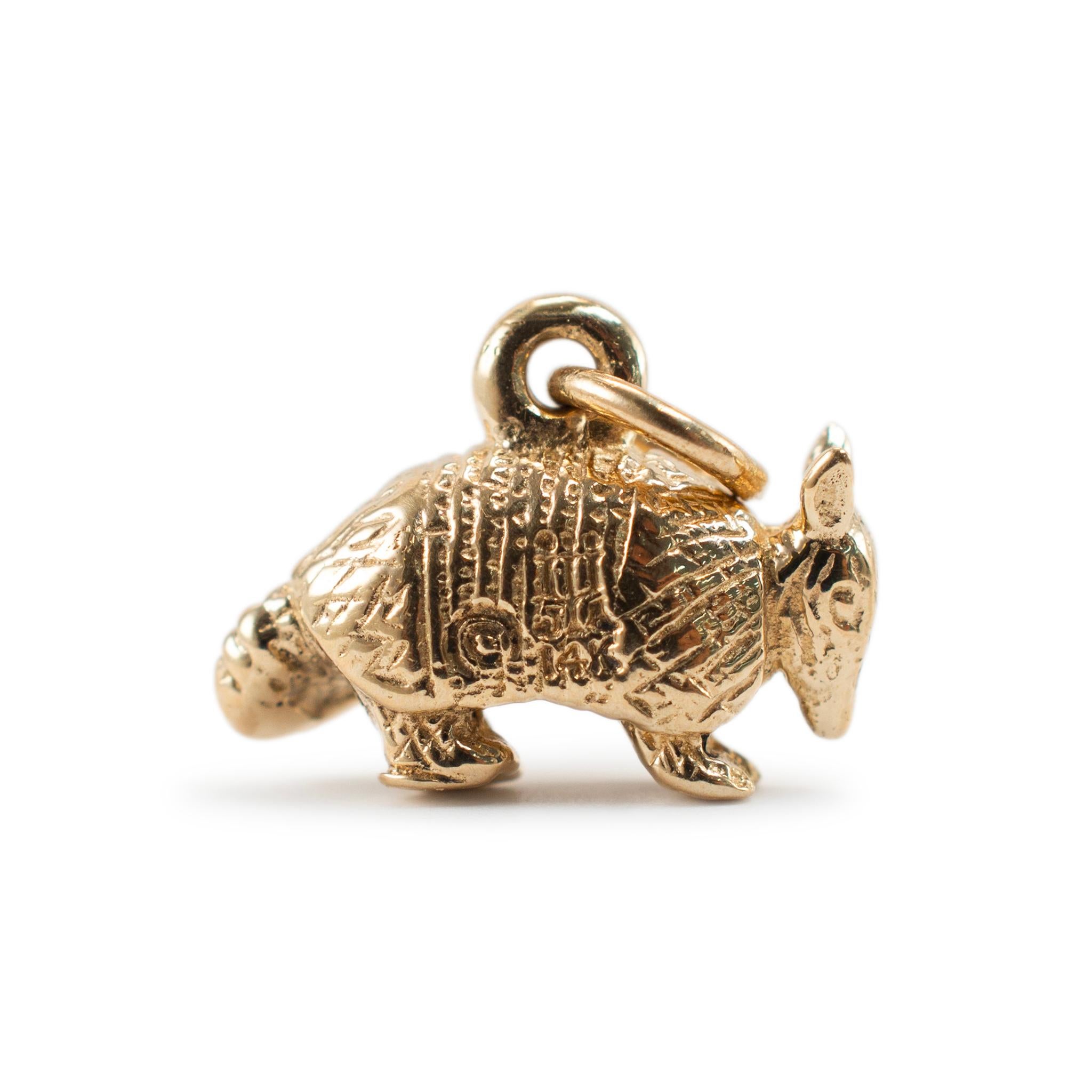 James Avery Retired 14K Yellow Gold Armadillo Charm Pendant For Sale 1