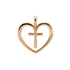 James Avery Retired 14K Yellow Gold Cross Open Heart Charm Pendant