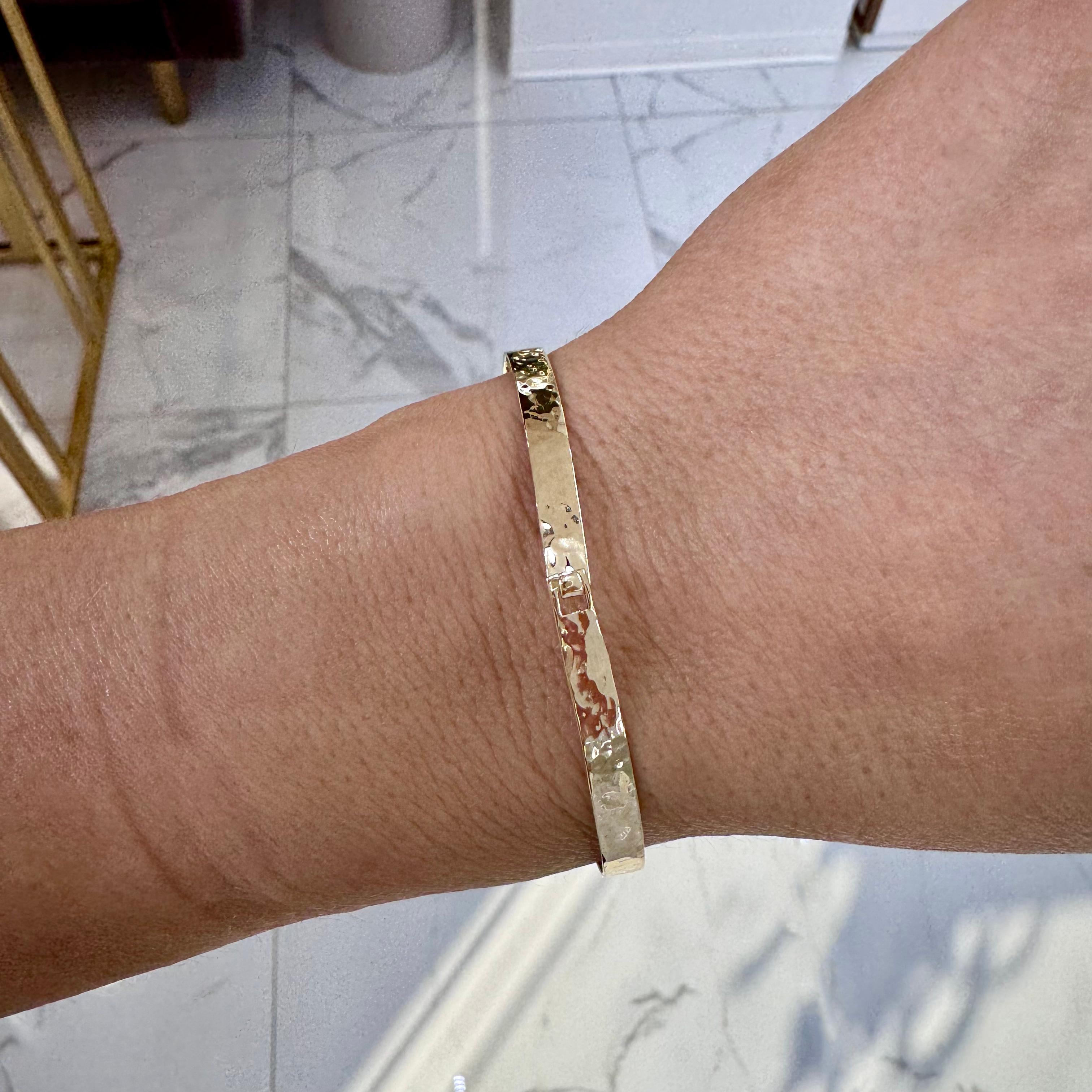 James Avery Retired 14K Yellow Gold Hammered Hook-on Bangle Bracelet 1