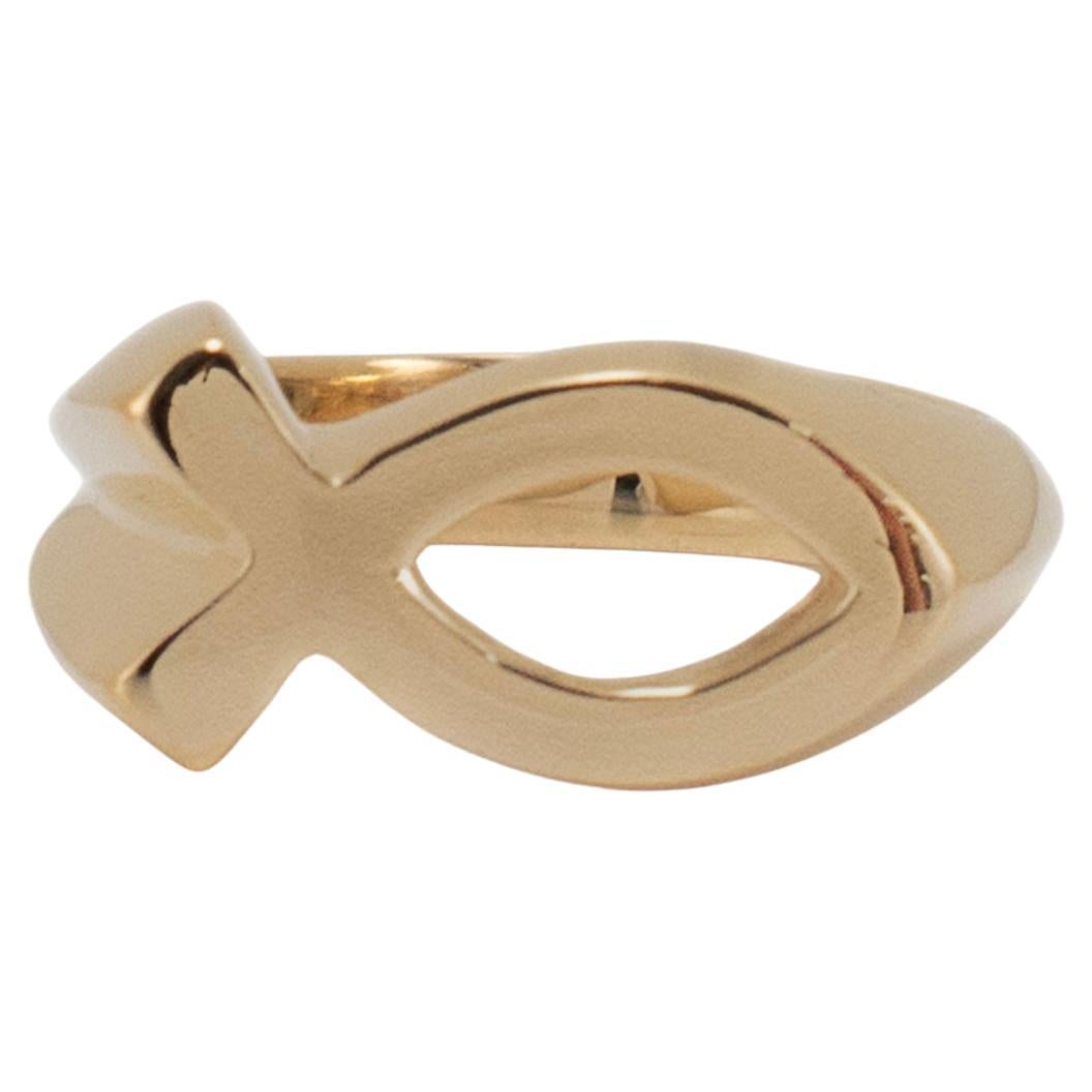 James Avery Retired 14K Yellow Gold Ichthus Fish Band Ring