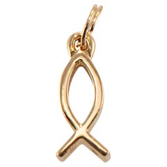 James Avery Retired 14K Yellow Gold Ichthus Fish Charm Pendant