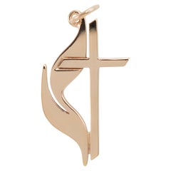 James Avery Retired 14K Yellow Gold Methodist Cross Charm Pendant