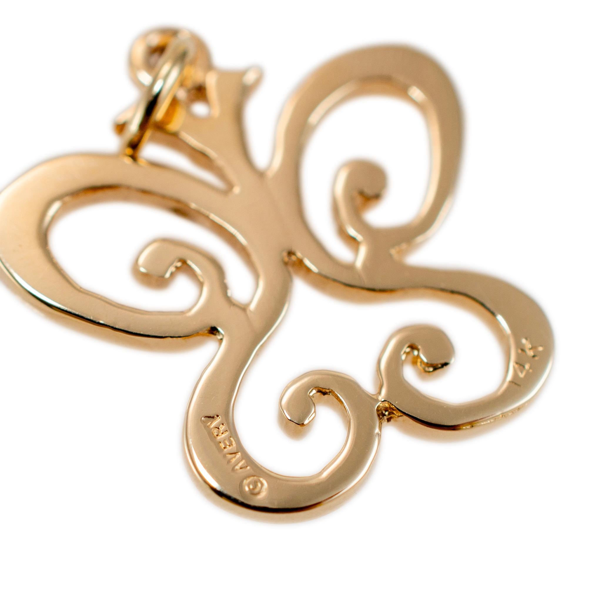 James Avery Ciondolo a forma di farfalla con pizzo aperto in oro giallo 14K in pensione In condizioni ottime in vendita a Houston, TX
