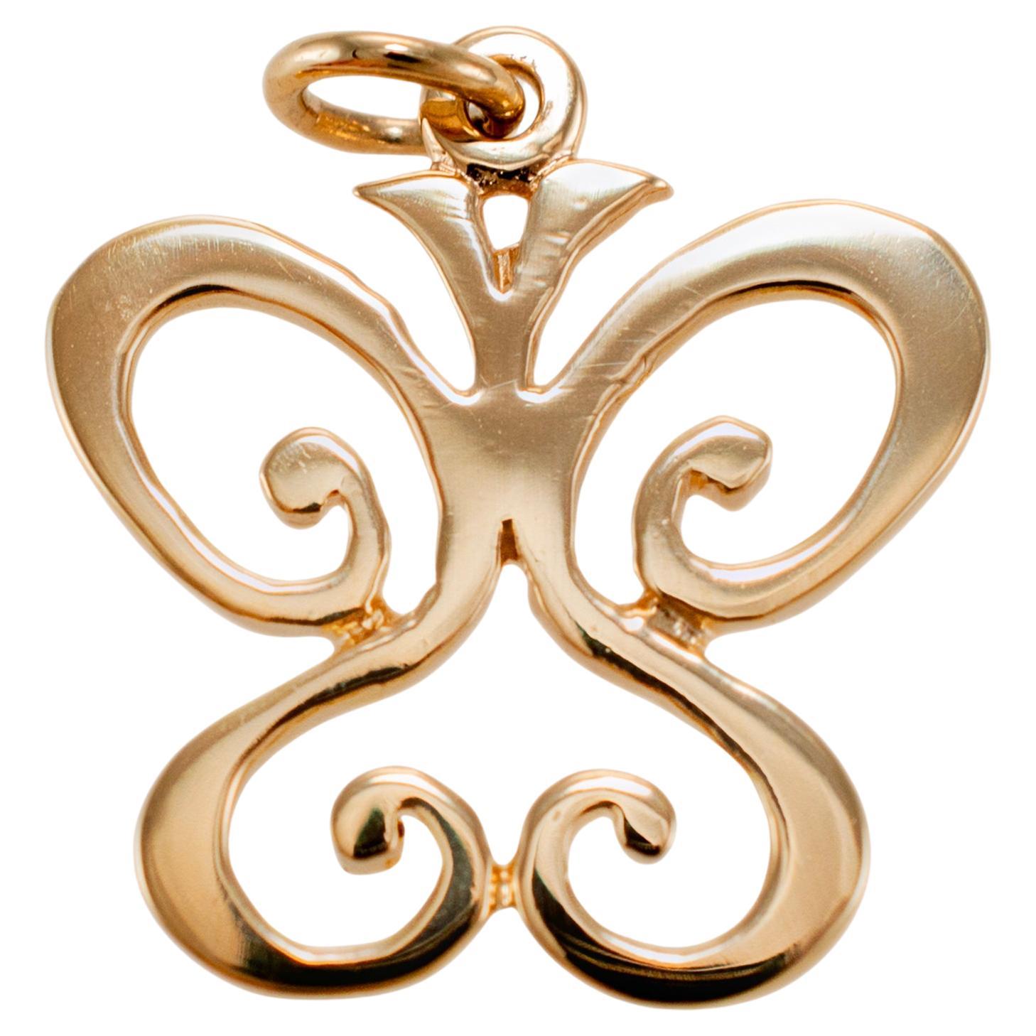 James Avery Retired 14K Yellow Gold Open Lace Butterfly Charm Pendant