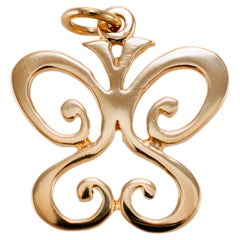 James Avery Retired 14K Yellow Gold Open Lace Butterfly Charm Pendant